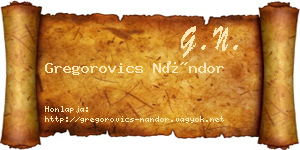 Gregorovics Nándor névjegykártya